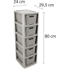 BRANQ - Regał łazienkowy - Rattan - 5x kosze - komoda - szary