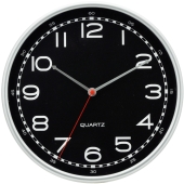 KOKO - Zegar ścienny - na ścianę - wiszący - srebrny z czarną tarczą - Ø 25,5 cm - KO-9249