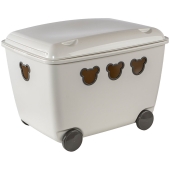 BRANQ - Pojemnik Kosz na zabawki + Pokrywa - BEAR BOX - biały - 55 L