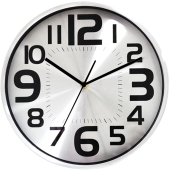 KOKO - Duży zegar ścienny - na ścianę - wiszący - aluminium - srebrny - Ø 30 cm - KO-9188