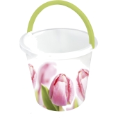 BRANQ - Wiadro ogrodowe - plastikowe z nadrukiem - tulipany - 10 L