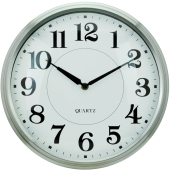 KOKO - Duży zegar ścienny - na ścianę - wiszący - aluminium - srebrny z białą tarczą - Ø 31,5 cm - KO-9164