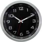 KOKO - Duży zegar ścienny - na ścianę - wiszący - aluminium - srebrny z czarną tarczą - Ø 34,7 cm - KO-9157
