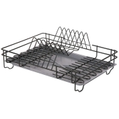 METPOL - Suszarka do naczyń z rynienką - czarna - 35 cm