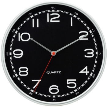 KOKO - Zegar ścienny - na ścianę - wiszący - srebrny z czarną tarczą - Ø 25,5 cm - KO-9249