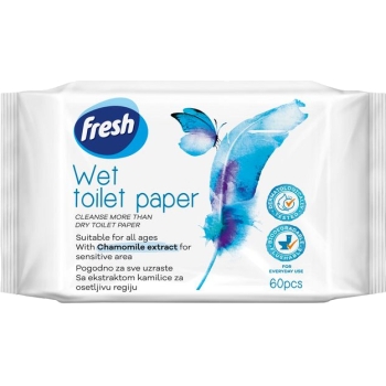 FRESH - Nawilżany papier toaletowy dla dzieci - chusteczki - 60 szt.