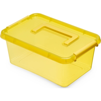 MOXOM - Pojemnik plastikowy z rączką - pudełko - organizer - żółty - 29x20x12 cm - 4,5 L