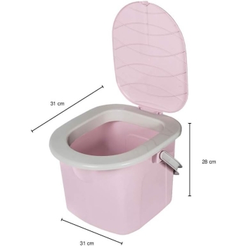 BRANQ - Toaleta turystyczna - przenośna - WC - Wiadro - różowa - 15,5 L