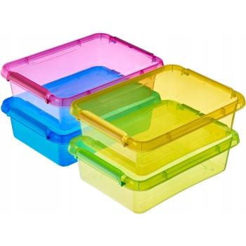 MOXOM - Pojemnik plastikowy z rączką - pudełko - organizer - żółty - 29x20x12 cm - 4,5 L