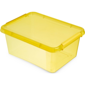 MOXOM - Pojemnik plastikowy + pokrywa - pudełko - organizer - żółty - 39x29x16,5 cm - 12,5 L