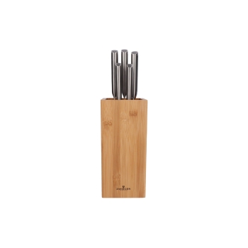ZWIEGER - 5x Nóż - Zestaw noży KLASSIKER + blok - drewno bambusowe