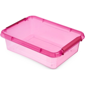 MOXOM - Pojemnik plastikowy + pokrywka - pudełko - organizer - różowy - 39x29x11 cm - 8,5 L