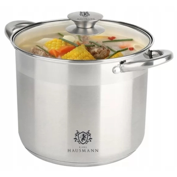 KARL HAUSMANN - Garnek wysoki ze stali nierdzewnej + pokrywka - SOLID - Stock Pot - Ø 22 cm x 19 cm - 7,2 L