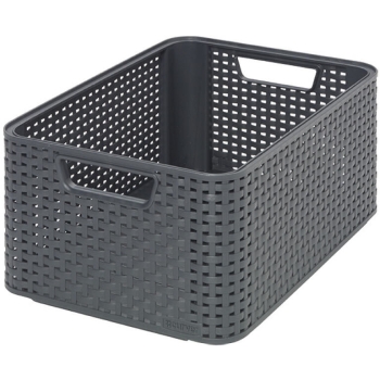 CURVER - Koszyk plastikowy STYLE M - Rattan - pojemnik - antracytowy - 18 L