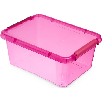 MOXOM - Pojemnik plastikowy + pokrywa - pudełko - organizer - różowy - 39x29x16,5 cm - 12,5 L