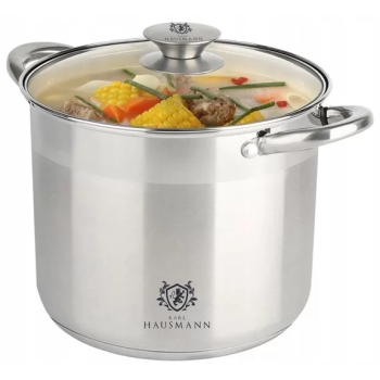 KARL HAUSMANN - Garnek wysoki ze stali nierdzewnej + pokrywka - SOLID - Stock Pot - Ø 24 cm x 20 cm - 9 L
