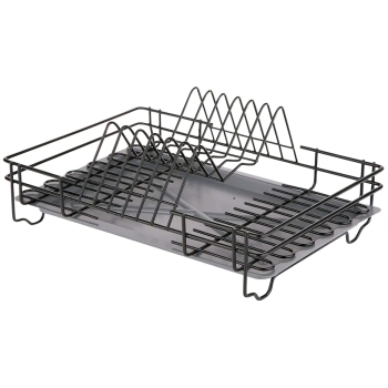 METPOL - Suszarka do naczyń z rynienką - czarna - 35 cm